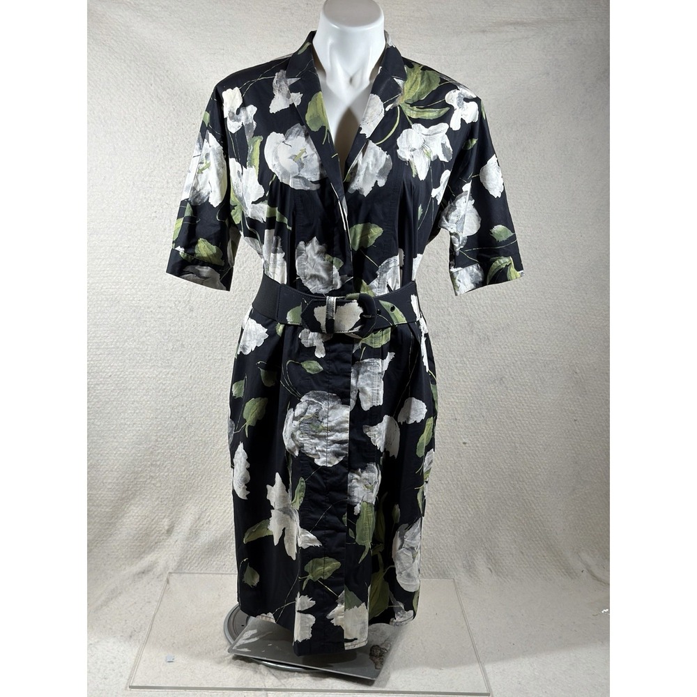 Isabel De Pedro Womens 6 Floral Belted Midi Shirt Dress Romantic Cottagecore